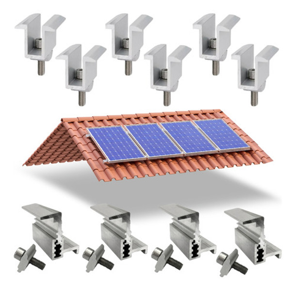 Kit Grampo Final E Intermediário Linha C P/ 04 Placas Solar 0