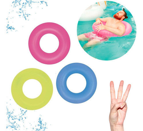 Boia Inflável Neon 90cm P/ Piscina, Praia Sortida 3 Unidades 0