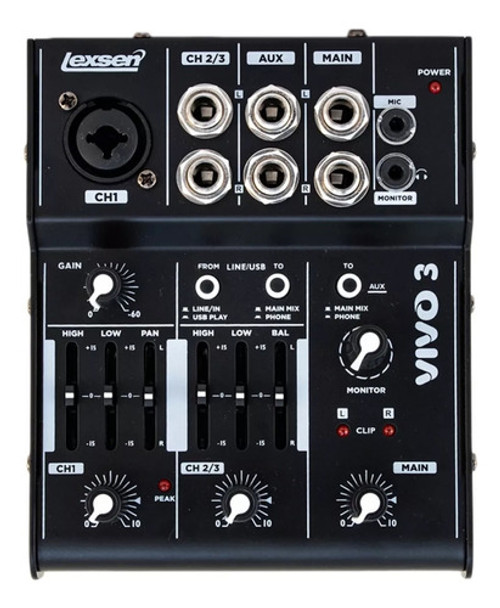 Mixer Consola Interfaz De Audio Usb Lexsen Vivo 3 0