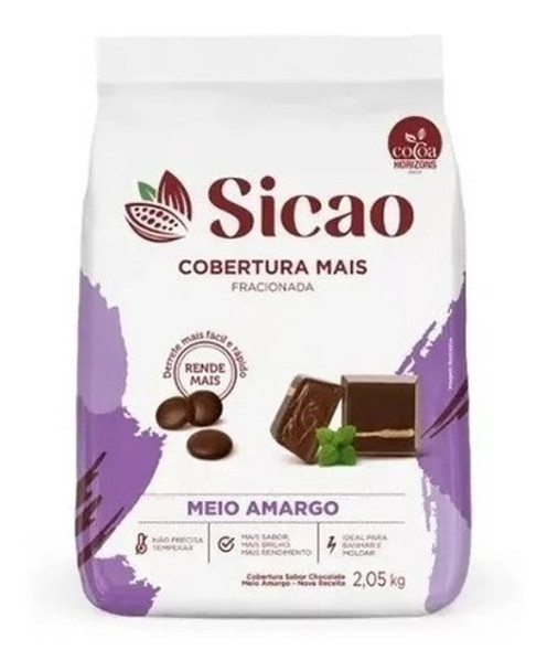 Chocolate Meio Amargo Cobertura Gotas 2,05 Kg Sicao 0