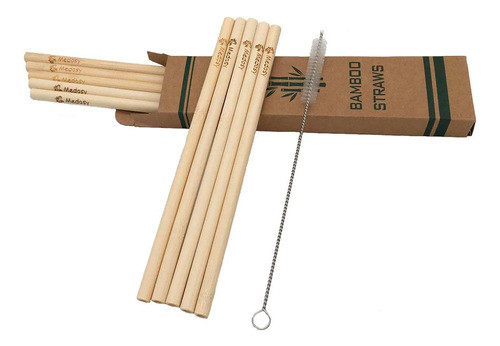 Pajitas De Bambú Reutilizables 10u 20cm 0