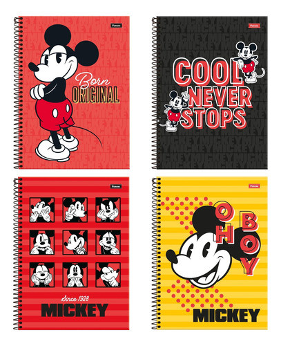 Kit Caderno Univer. Espiral Cd 80f Mickey Mouse Foroni C/4un 0