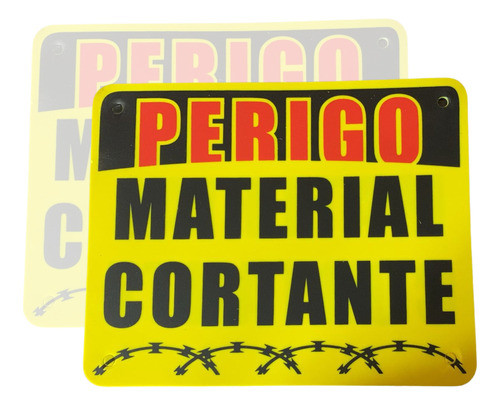 10 Placas Quadrad Sinalização Perigo Material Cortante 20x15 0