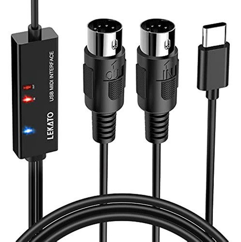 Lekato Usb Type-c Midi Cables, Interfaz De Cable Midi Con Co 0