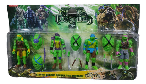 Muñecos Tortugas Ninjas Blister X 4 Personajes Y Accesorios 0