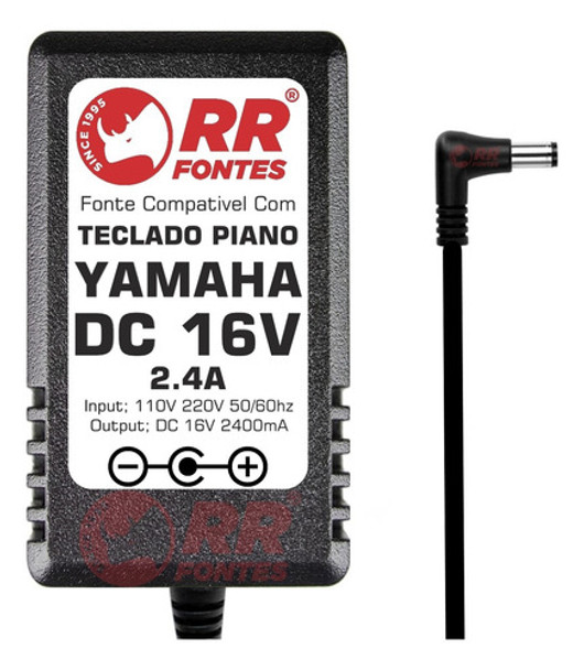Fonte Dc 16v 2.4a Para Teclados Yamaha Pa-300 P-155s 0