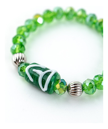 Pulseira Oxóssi Cristal Verde 8mm Firma Flecha 0