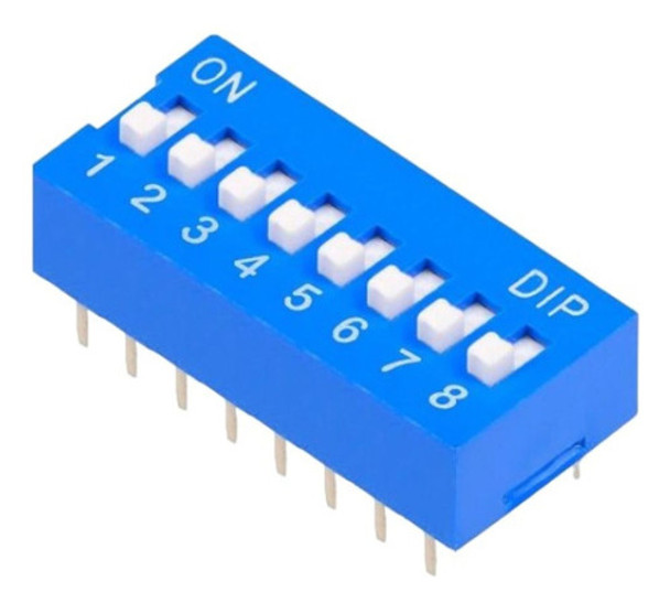 25 Peças - Chave Dip Switch 8 Vias 180° (kf1001) - Azul 0