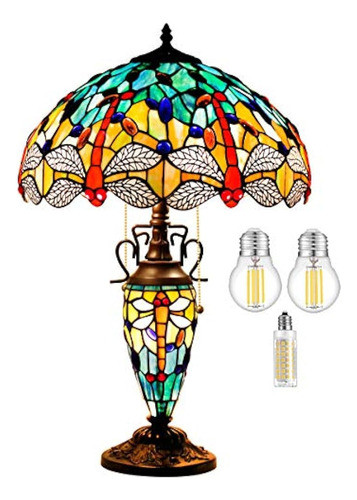 Lámpara De Mesa Tiffany Grande Rústica Con Luz Nocturna Lámp 0