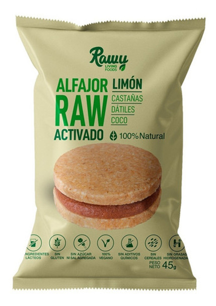 Alfajor Raw Activado De Limón ,sin Gluten Y Veganos. 0
