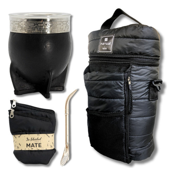 Mate Imperial Cuero + Mochila + Azucarera Yerbera + Bombilla 0