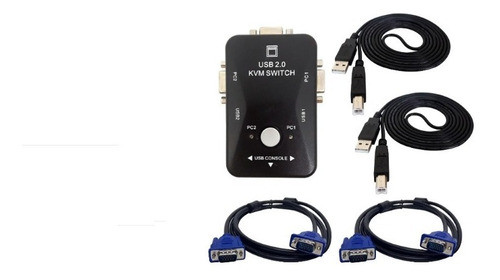 Switch Chaveador Vga 2x1 Kvm + Cabos Vga Usb Nf-@ 0