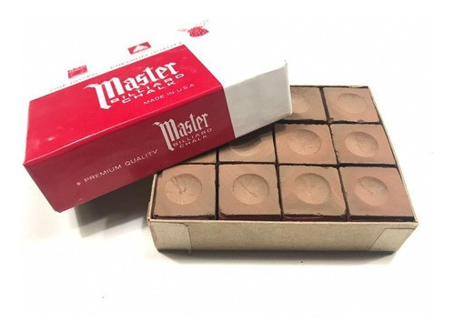 12 Giz Master Para Bilhar / Sinuca / Snooker Marrom 0