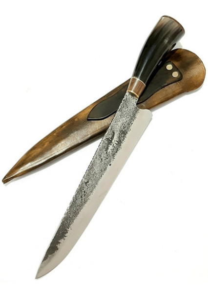 Faca Artesanal 10'' + Bainha Couro Para Churrasco Picanheira 0