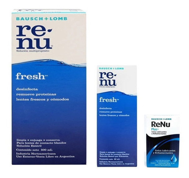 Renu Fresh Multiaccion 500 Ml + Renu 60 Ml  + Renu Lagrimas 0