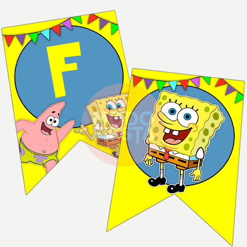 Banderines Cumpleaños Personalizados Bob Esponja 0