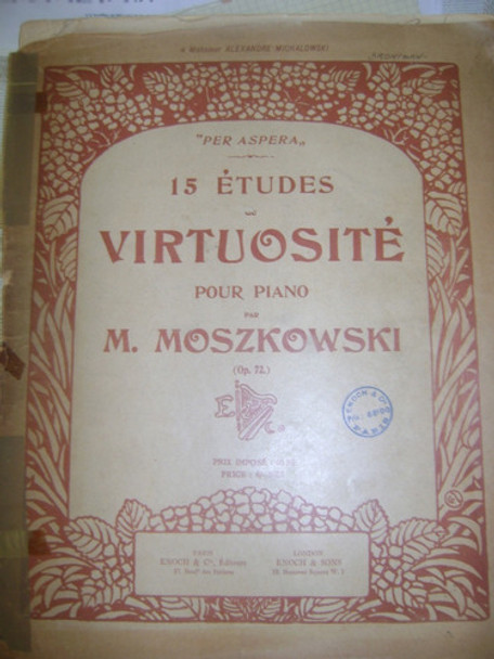 Libro Partituras Para Piano Y Arpa 15 Estudios Moszkowski 0