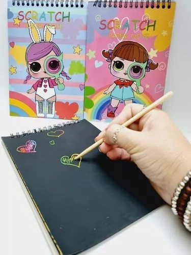Caderno Bloco Mágico Papel Preto Scratch Note Raspadinha Gr 0