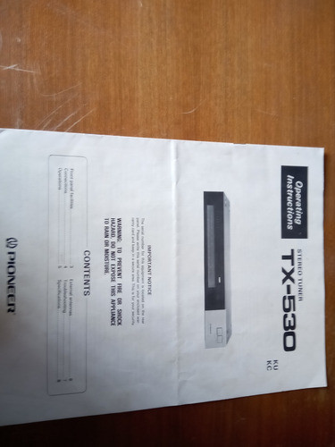 Manual Sintonizador Pioneer Tx-530 0