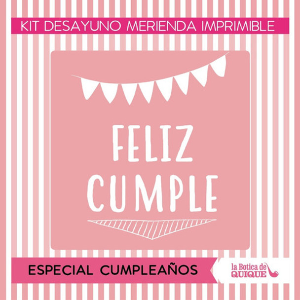 Kit Desayuno Imprimible Cumpleaños Rosa Corazon 0