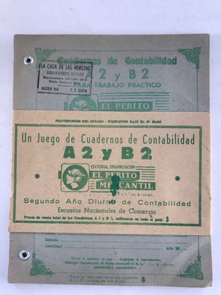 Antiguo Juego Cuaderno Contabilidad A2 Y B2 Sin Uso 1950's 0