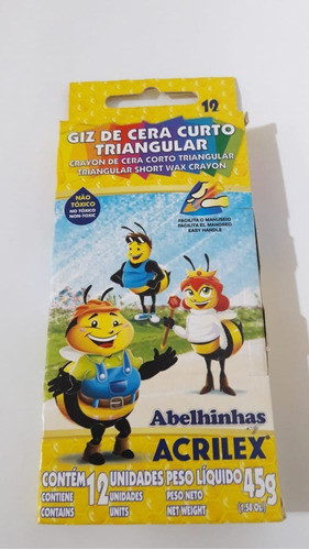 Giz De Cera Curto Triangular 12 Cores Acrilex 0