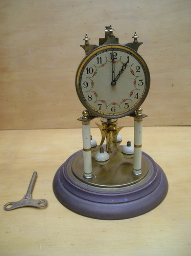 Reloj Antiguo Bronce C/cupula Aleman J.kaiser Funcionando 0