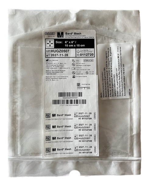 Malla Prolene, 15cm X 15cm, Marca Bard, Origen Eeuu. 0