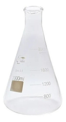 Matraz Erlenmeyer Vidrio Boro 3.3 Marca Hda 2000ml 0