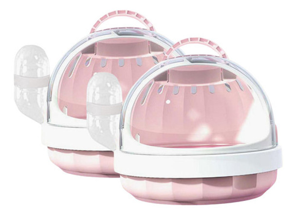 2 Pçs Hamster Viagem Transportadora Gaiola Pequeno Rosa 0