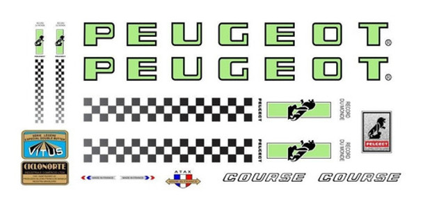 Adesivo Bicicleta Peugeot Course Verde - Frete Grátis Premiu 0