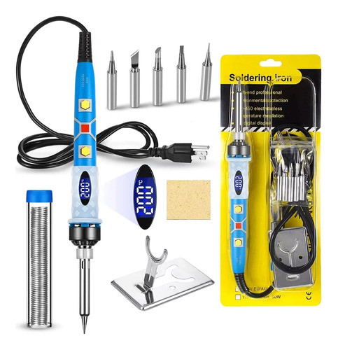 Kit De Ferro De Solda De Temperatura Ajustável, Display Lcd 0
