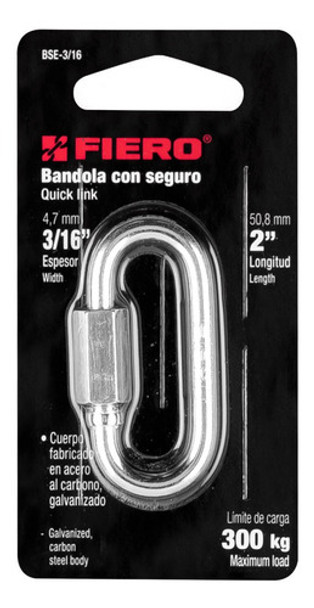 Bandola Mosqueton Con Seguro Soporta 300 Kg Fiero Bse-3/16 0