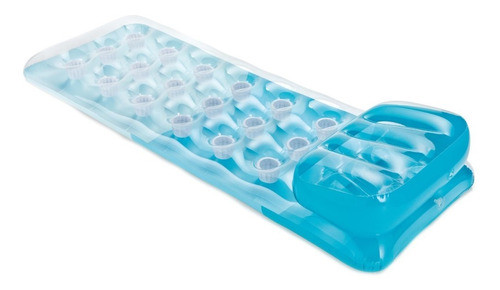 Colchoneta Inflable Pileta Intex Pocket Con Portavasos Azul 0