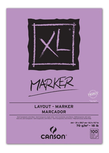 Bloco Canson Linha Xl Marker - 70g/m² A3 100 Folhas 0