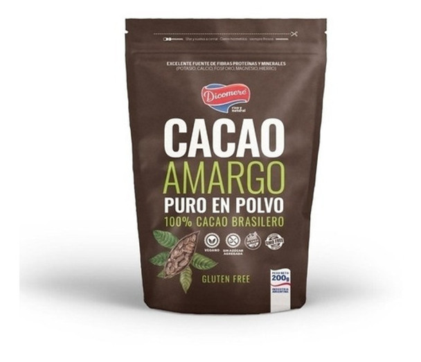 Cacao Amargo 100% Puro - Dicomere - 200 Grs 0