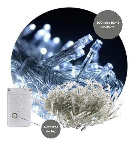 Guirnalda 100 Luces Fría Led Navidad 10mts 220v C/función 0