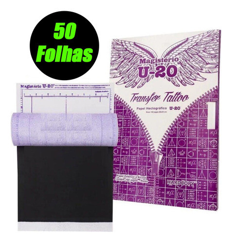 50 Folhas Papel Hectográfico Stencil U-20 Tattoo Tatuagem 0