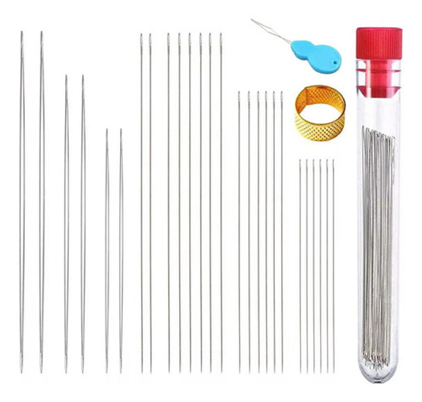 Open Big Eye Beading Needles Em Aço Inoxidável. 0