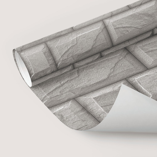 Papel De Parede Adesivo Cinza Sala Tijolo Lavável 10m 0