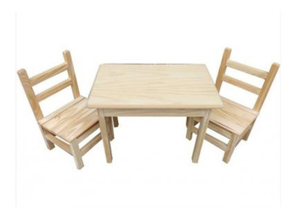 Mesa De Niño De Madera  Y 2 Sillas 0