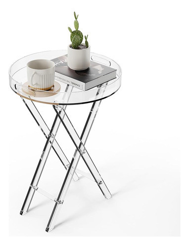 Mesa Auxiliar De Acrílico Vevor Tray Con Pata Plegable En X, 0
