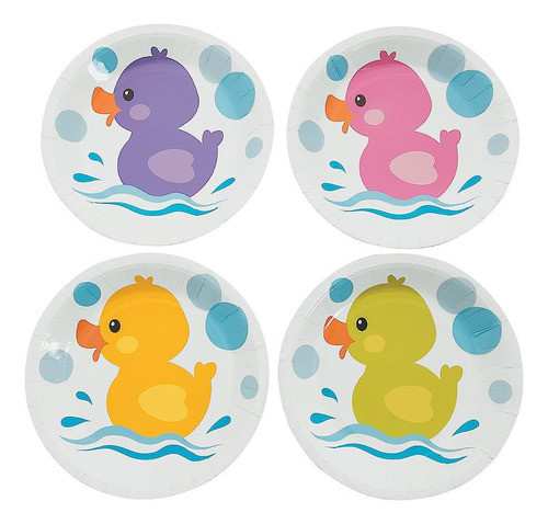 Fun Express Rubber Ducky Dessert Plates (8pc) - Suministros 0