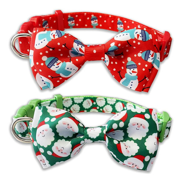 Collar De Navidad Para Perros Con Pajarita, Paquete De 2 Fie 0