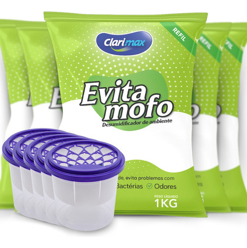 Antimofo Cloreto De Cálcio Refil 5kg + 5 Potes 0