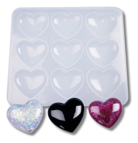 Molde Silicona  Plancha 9 Corazones Iguales  5x4 0
