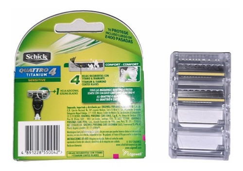 ** Schick Quattro 4 Titanium Sensible - Pack Con 2 Cartuchos 0