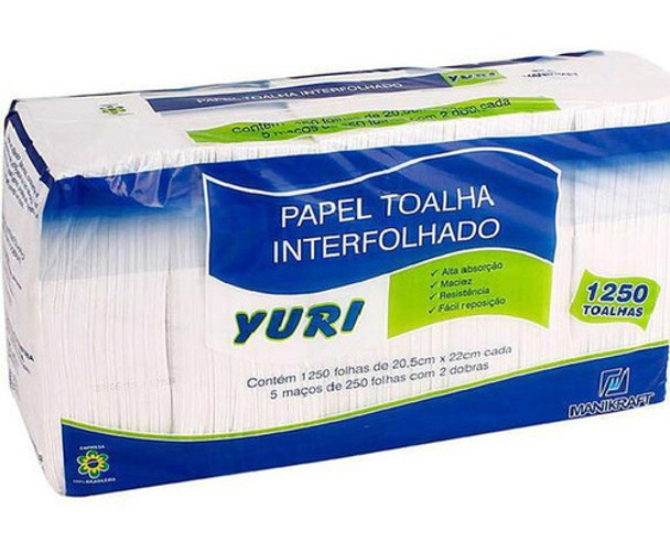 Papel Toalha Interfolha 20,5x22 2 Dobras Yuri Fls Manikraft 0