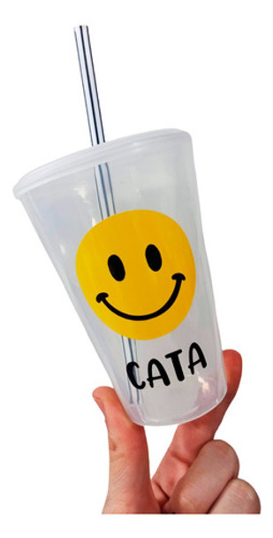 10 Vasos Plastico Smile Nombre Sorbete 400cc Souvenirs 0