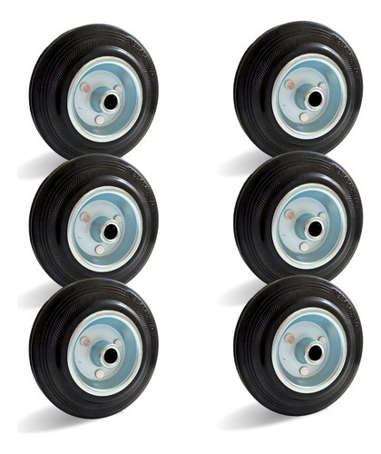6 Rodas Borracha Maciça 125mm Rolamento Rolete Beltools 0